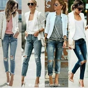 Cropped White Blazer (mock collar)